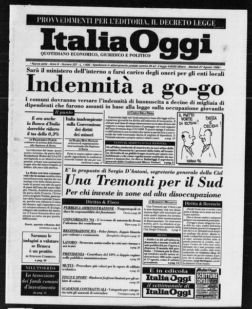 Italia oggi : quotidiano di economia finanza e politica